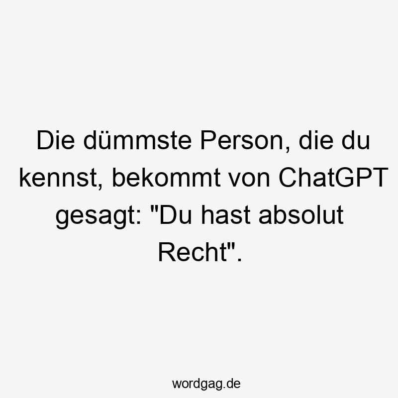 12 Lustige Dümmste Sprüche - Die dümmste Person, die du kennst, bekommt von ChatGPT gesagt: „Du hast absolut Recht“.