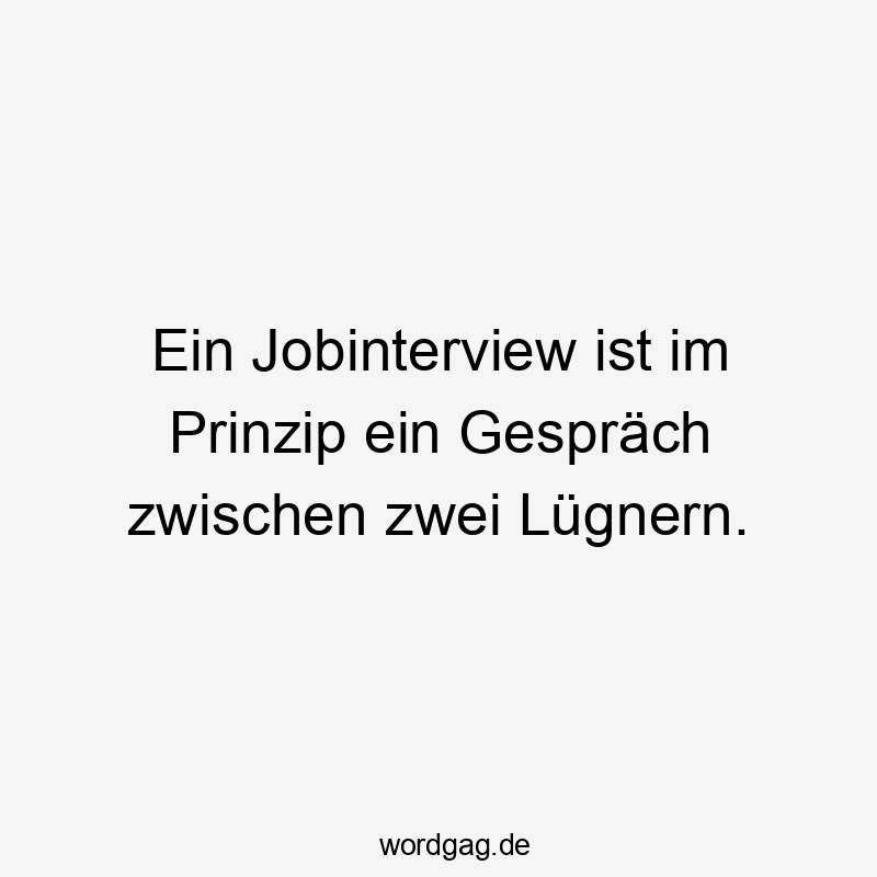 Ein Jobinterview ist im Prinzip ein Gespräch zwischen zwei Lügnern.
