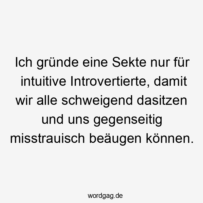 Lustige alle Sprüche - Ich gründe eine Sekte nur für intuitive Introvertierte, damit wir alle schweigend dasitzen und uns gegenseitig misstrauisch beäugen können.