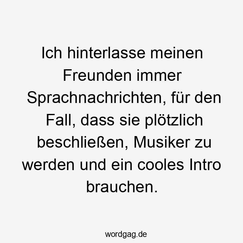 Lustige Freunden Sprüche - Ich hinterlasse meinen Freunden immer Sprachnachrichten, für den Fall, dass sie plötzlich beschließen, Musiker zu werden und ein cooles Intro brauchen.