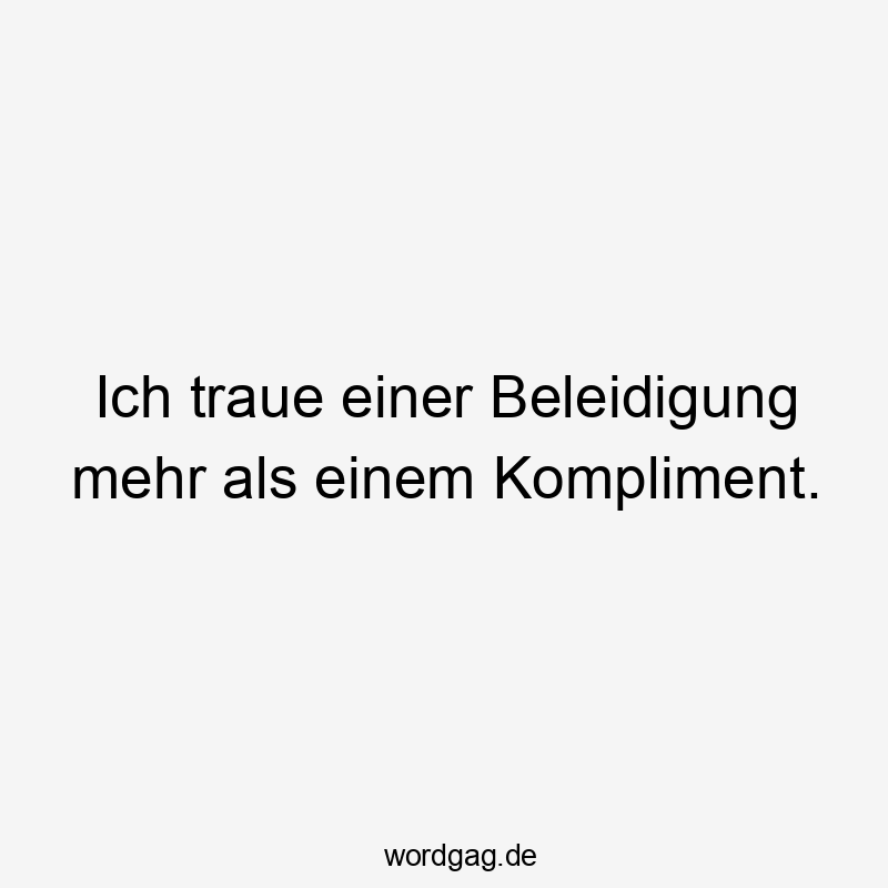 Ich traue einer Beleidigung mehr als einem Kompliment.