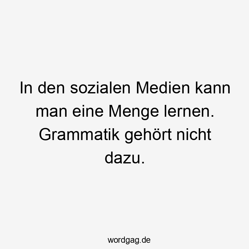 Lustige Sprüche: Sprache - In den sozialen Medien kann man eine Menge lernen. Grammatik gehört nicht dazu.