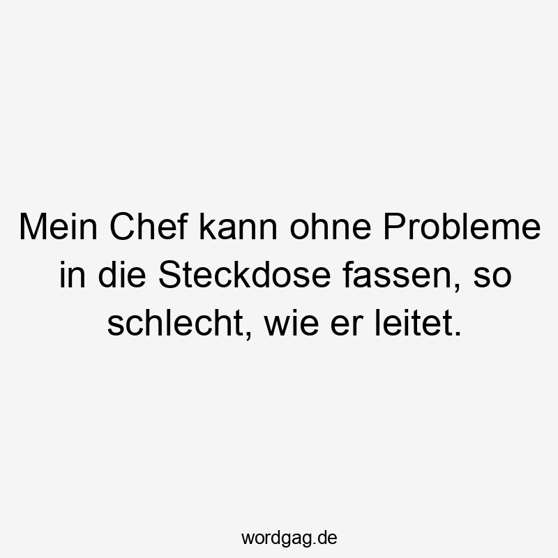 Mein Chef kann ohne Probleme in die Steckdose fassen, so schlecht, wie er leitet.