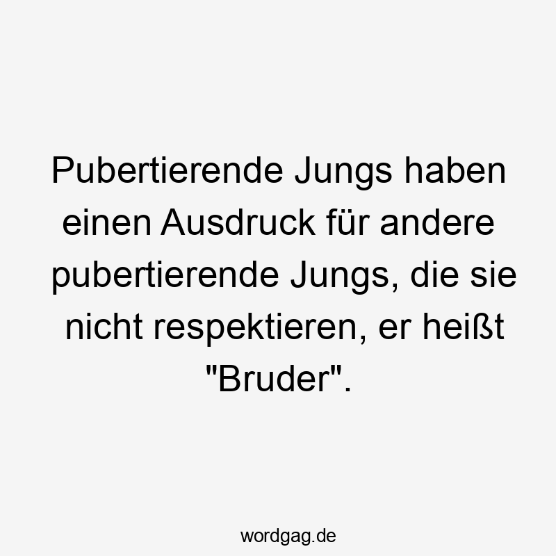 Ausdruck - Pubertierende Jungs haben einen Ausdruck für andere pubertierende Jungs, die sie nicht respektieren, er heißt „Bruder“.