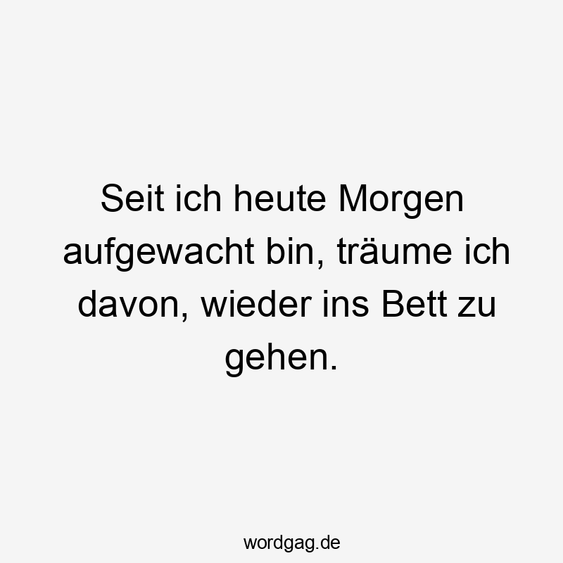 Seit ich heute Morgen aufgewacht bin, träume ich davon, wieder ins Bett zu gehen.