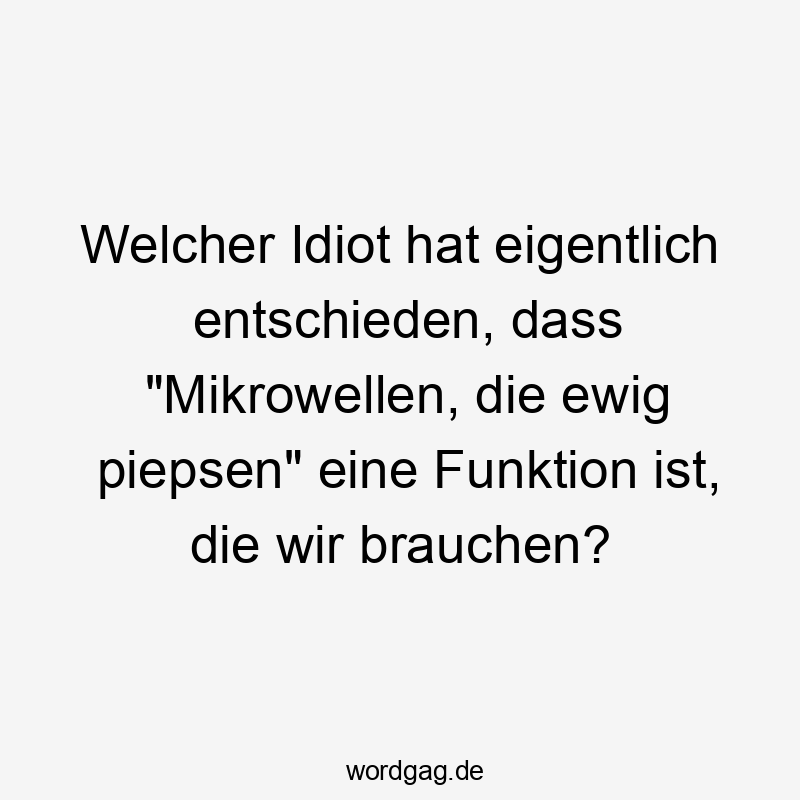 Lustige Funktion Sprüche - Welcher Idiot hat eigentlich entschieden, dass „Mikrowellen, die ewig piepsen“ eine Funktion ist, die wir brauchen?