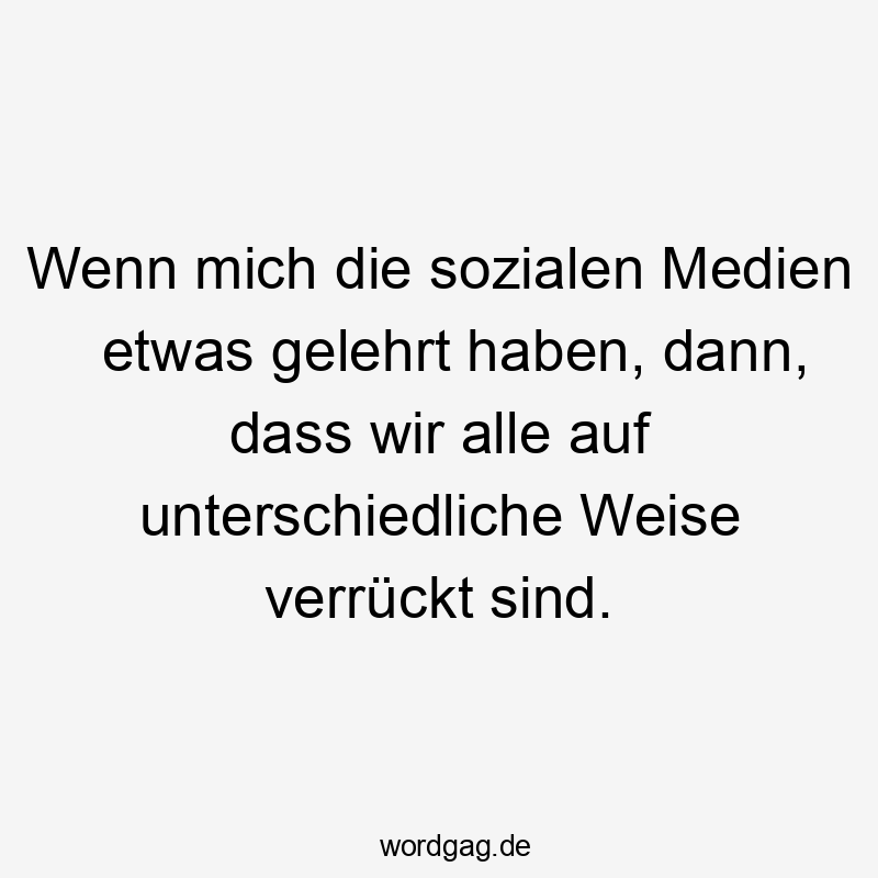 Lustige Menschlichkeit Sprüche - Wenn mich die sozialen Medien etwas gelehrt haben, dann, dass wir alle auf unterschiedliche Weise verrückt sind.