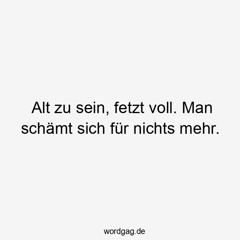 Lustige Sprüche: mehr - Alt zu sein, fetzt voll. Man schämt sich für nichts mehr.