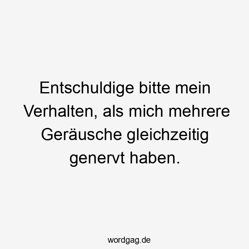 Lustige Sprüche: Bitte - Entschuldige bitte mein Verhalten, als mich mehrere Geräusche gleichzeitig genervt haben.