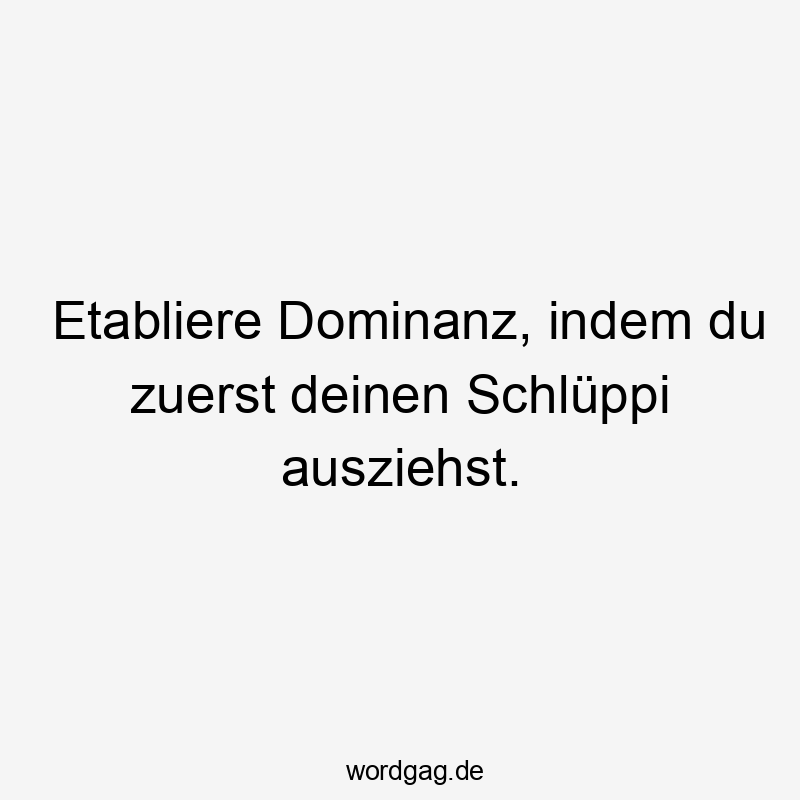 Lustige Dominanz Sprüche - Etabliere Dominanz, indem du zuerst deinen Schlüppi ausziehst.