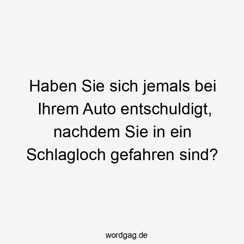 Haben Sie sich jemals bei Ihrem Auto entschuldigt, nachdem Sie in ein Schlagloch gefahren sind?
