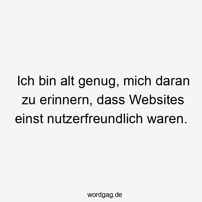 Lustige Sprüche: Nostalgie - Ich bin alt genug, mich daran zu erinnern, dass Websites einst nutzerfreundlich waren.