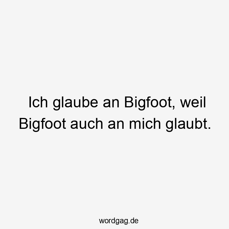 Lustige Bigfoot Sprüche - Ich glaube an Bigfoot, weil Bigfoot auch an mich glaubt.
