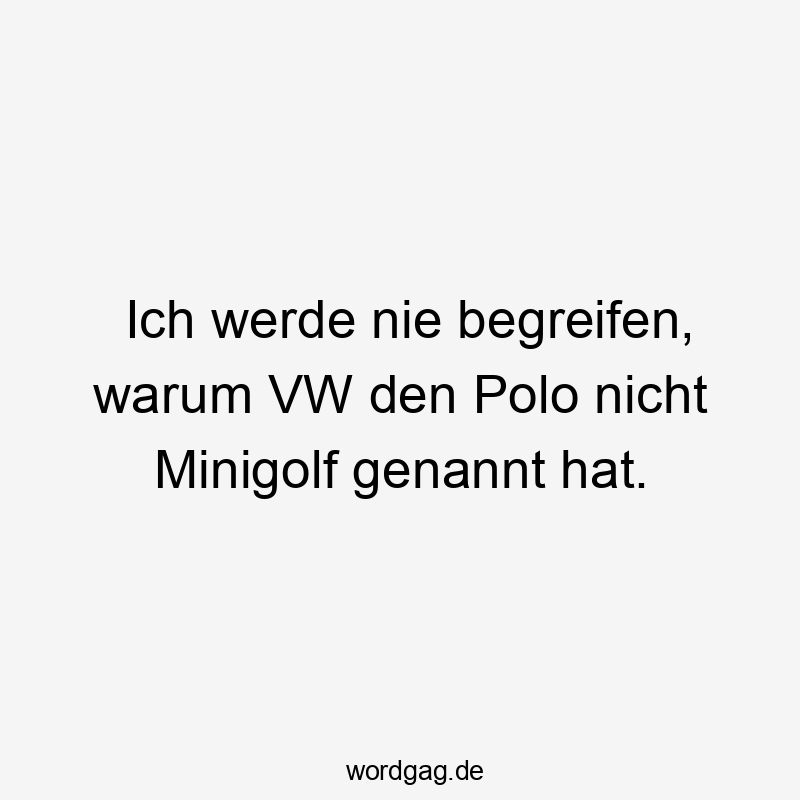 Ich werde nie begreifen, warum VW den Polo nicht Minigolf genannt hat.