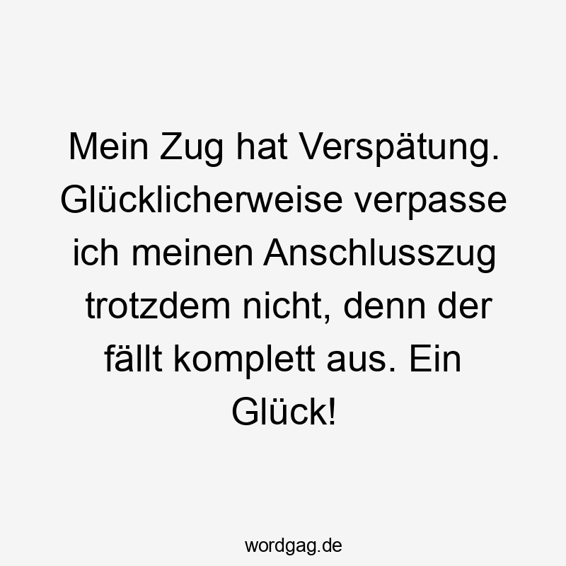 Mein Zug hat Verspätung. Glücklicherweise verpasse ich meinen Anschlusszug trotzdem nicht, denn der fällt komplett aus. Ein Glück!