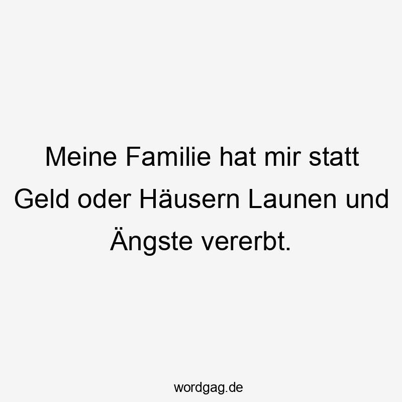 Lustige Ängste Sprüche - Meine Familie hat mir statt Geld oder Häusern Launen und Ängste vererbt.