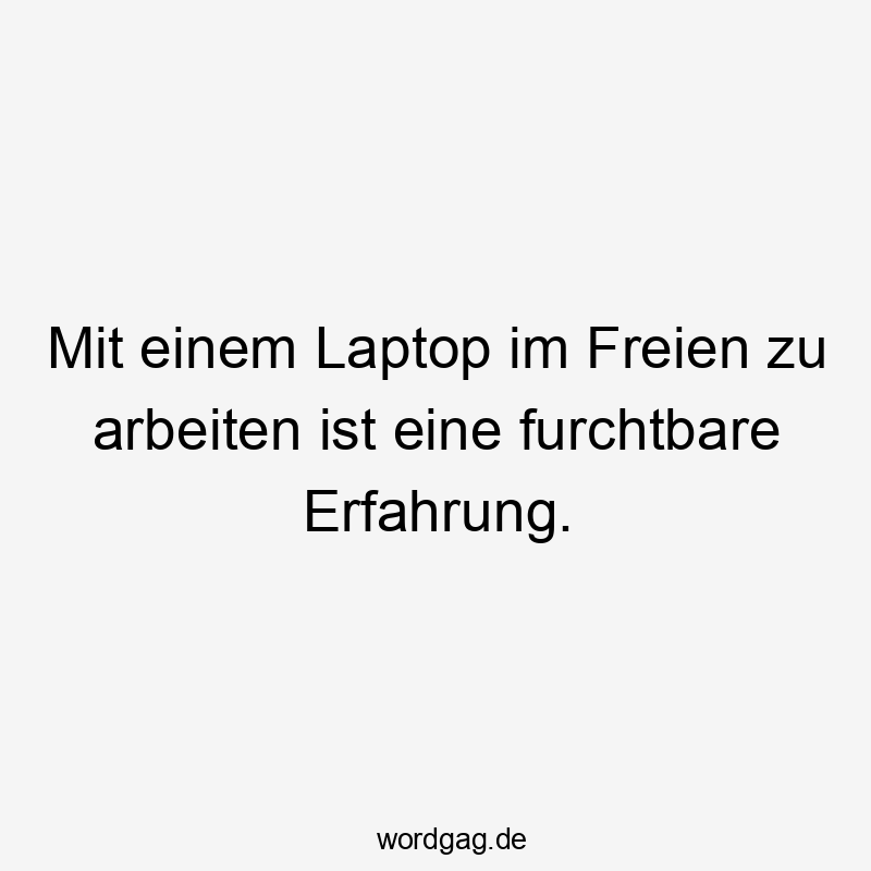 Lustige Freien Sprüche - Mit einem Laptop im Freien zu arbeiten ist eine furchtbare Erfahrung.