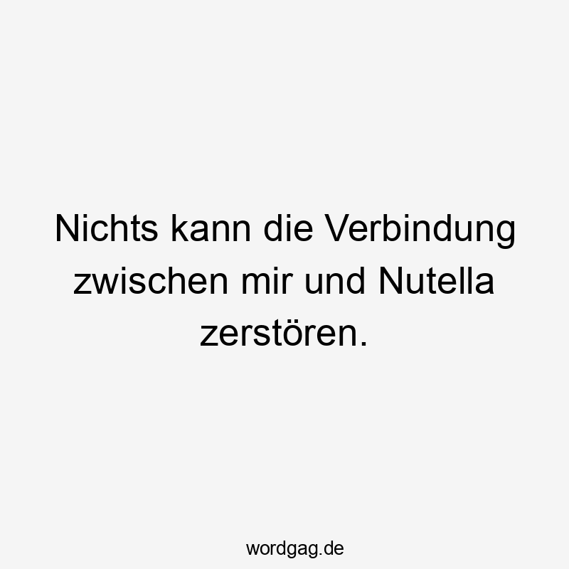 12 Lustige zerstören Sprüche - Nichts kann die Verbindung zwischen mir und Nutella zerstören.