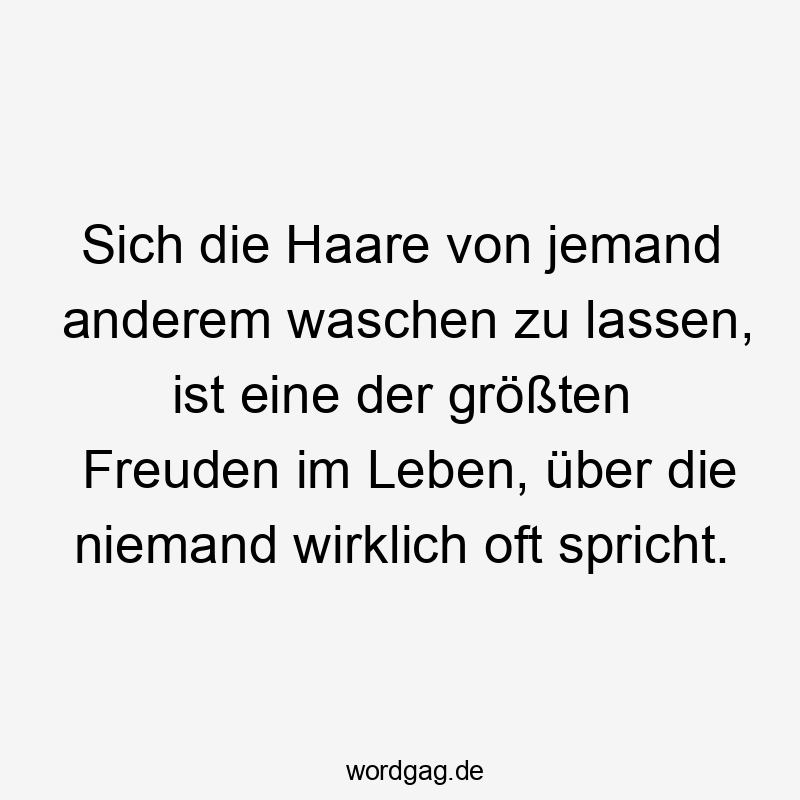 Lustige Sprüche: jemand - Sich die Haare von jemand anderem waschen zu lassen, ist eine der größten Freuden im Leben, über die niemand wirklich oft spricht.