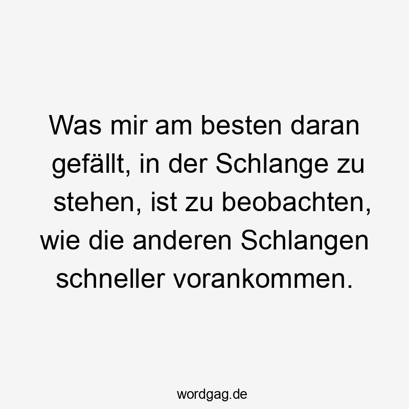 Lustige Sprüche: besten - Was mir am besten daran gefällt, in der Schlange zu stehen, ist zu beobachten, wie die anderen Schlangen schneller vorankommen.