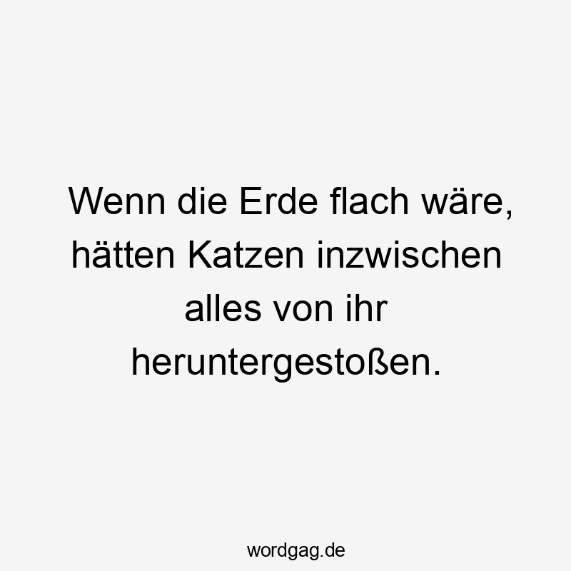 Wenn die Erde flach wäre, hätten Katzen inzwischen alles von ihr heruntergestoßen.