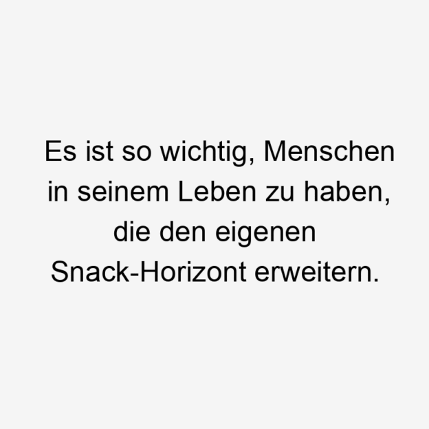  14746 Lustige Humor Sprüche - Es ist so wichtig, Menschen in seinem Leben zu haben, die den eigenen Snack-Horizont erweitern.