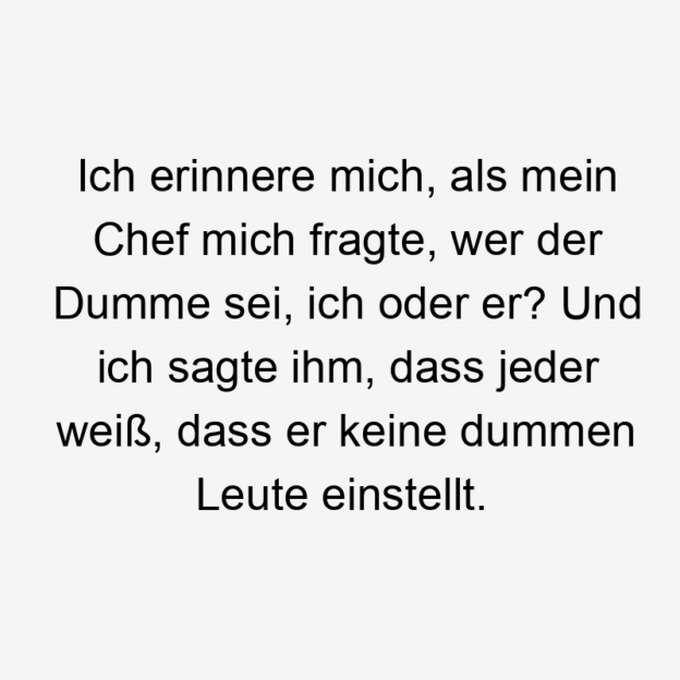  37 Lustige Dumme Sprüche - Ich erinnere mich, als mein Chef mich fragte, wer der Dumme sei, ich oder er? Und ich sagte ihm, dass jeder weiß, dass er keine dummen Leute einstellt.