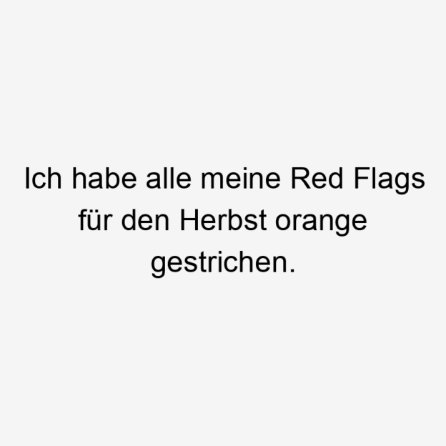 Selbstironie - Ich habe alle meine Red Flags für den Herbst orange gestrichen.