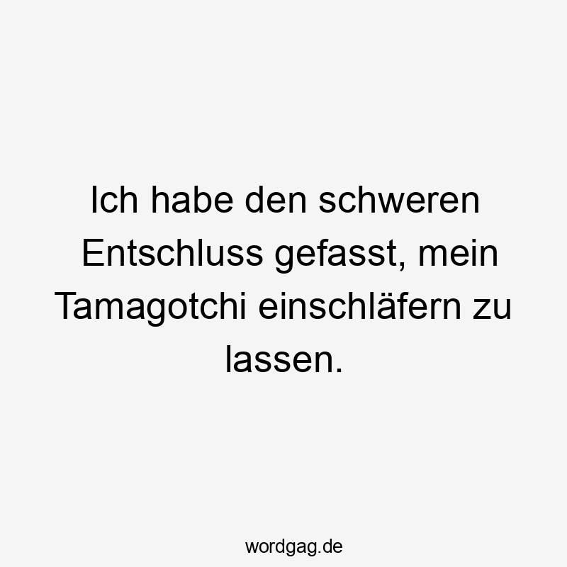  zu - Ich habe den schweren Entschluss gefasst, mein Tamagotchi einschläfern zu lassen.