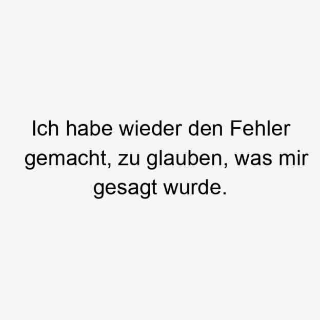 Ich habe wieder den Fehler gemacht, zu glauben, was mir gesagt wurde.