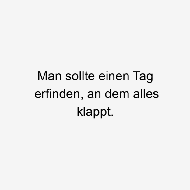 Man sollte einen Tag erfinden, an dem alles klappt.
