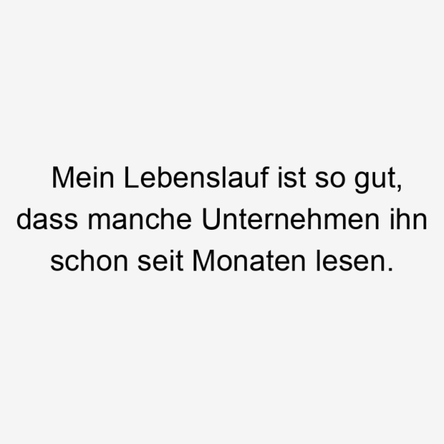 So - Mein Lebenslauf ist so gut, dass manche Unternehmen ihn schon seit Monaten lesen.