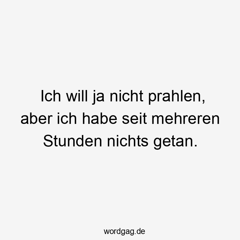  Lustige Sprüche: Selbstironie - Ich will ja nicht prahlen, aber ich habe seit mehreren Stunden nichts getan.