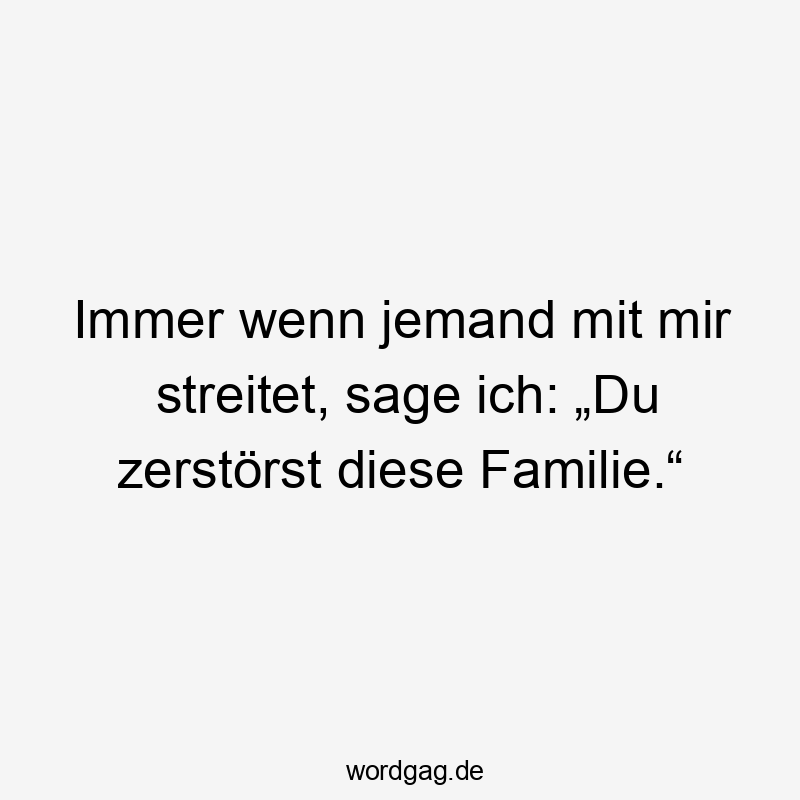 Immer wenn jemand mit mir streitet, sage ich: „Du zerstörst diese Familie.“