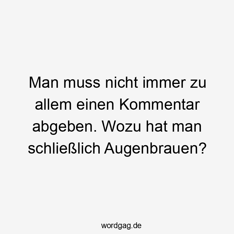 Man muss nicht immer zu allem einen Kommentar abgeben. Wozu hat man schließlich Augenbrauen?