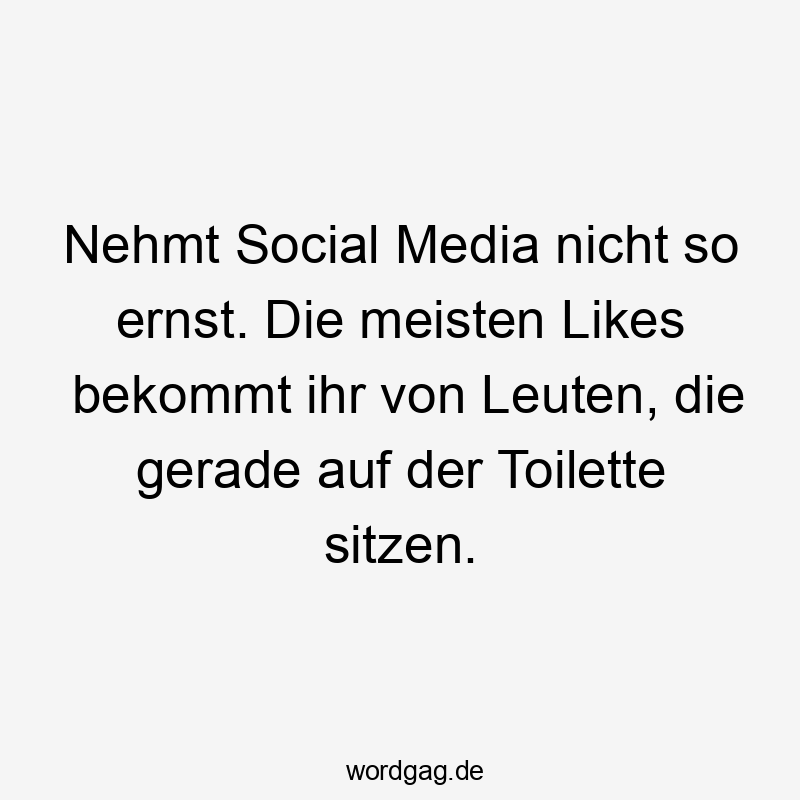  Lustige Sprüche: Toilette - Nehmt Social Media nicht so ernst. Die meisten Likes bekommt ihr von Leuten, die gerade auf der Toilette sitzen.