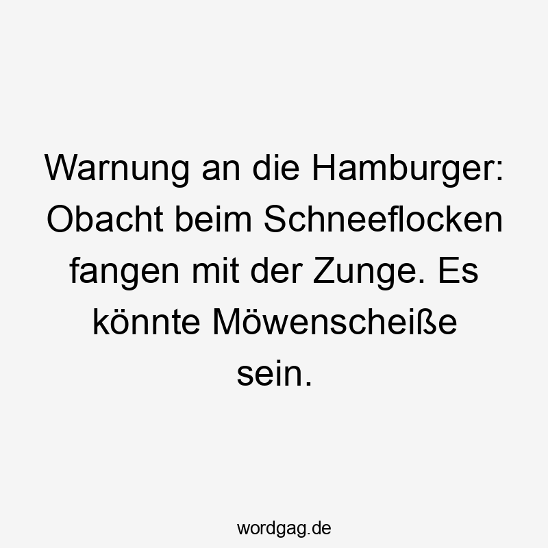  Lustige Sprüche: an - Warnung an die Hamburger: Obacht beim Schneeflocken fangen mit der Zunge. Es könnte Möwenscheiße sein.