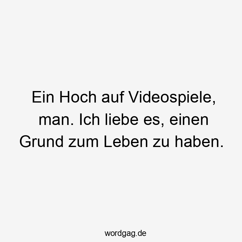 Ein Hoch auf Videospiele, man. Ich liebe es, einen Grund zum Leben zu haben.