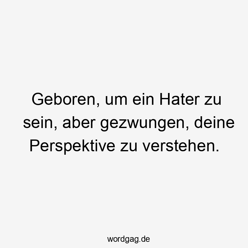 Geboren, um ein Hater zu sein, aber gezwungen, deine Perspektive zu verstehen.