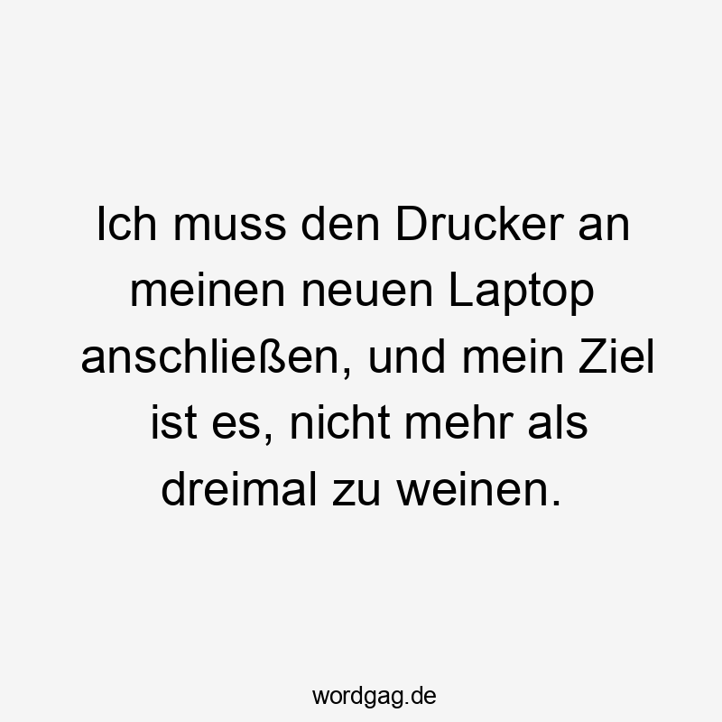 Ich muss den Drucker an meinen neuen Laptop anschließen, und mein Ziel ist es, nicht mehr als dreimal zu weinen.