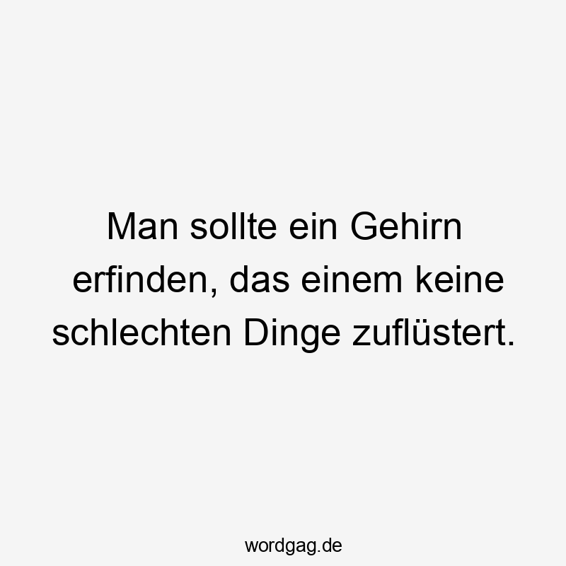 Man sollte ein Gehirn erfinden, das einem keine schlechten Dinge zuflüstert.