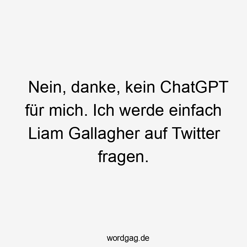 Nein, danke, kein ChatGPT für mich. Ich werde einfach Liam Gallagher auf Twitter fragen.