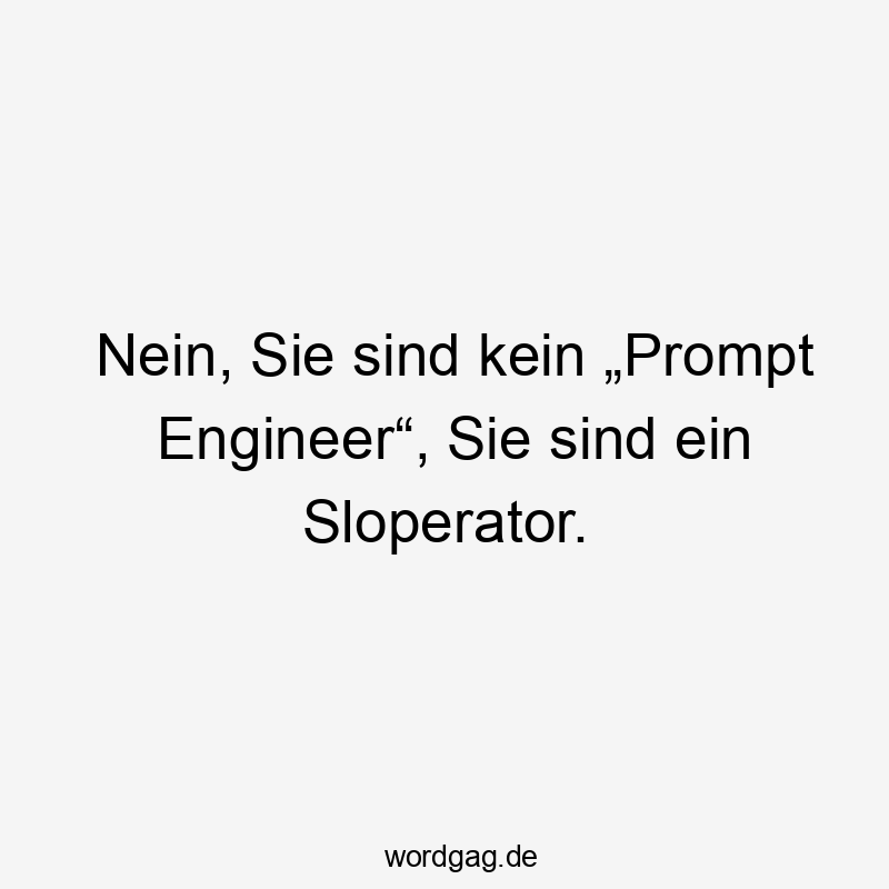 Nein, Sie sind kein „Prompt Engineer“, Sie sind ein Sloperator.