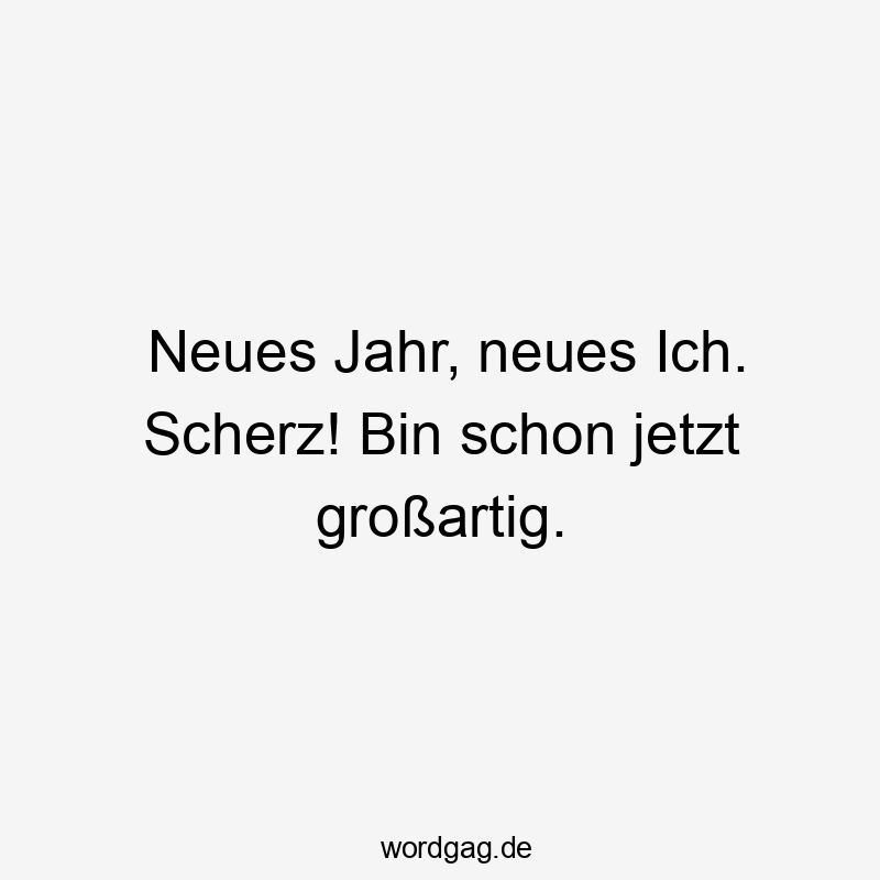 Neues Jahr, neues Ich. Scherz! Bin schon jetzt großartig.