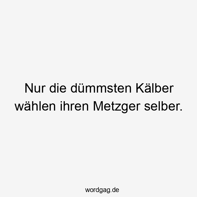 Nur die dümmsten Kälber wählen ihren Metzger selber.