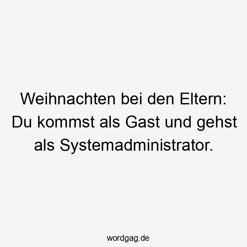 Weihnachten bei den Eltern: Du kommst als Gast und gehst als Systemadministrator.