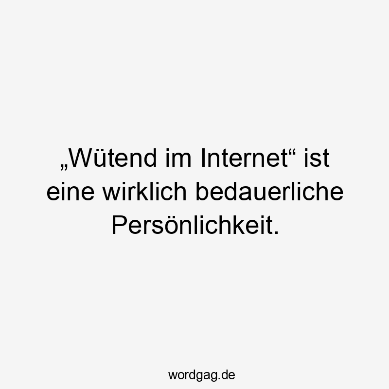 „Wütend im Internet“ ist eine wirklich bedauerliche Persönlichkeit.