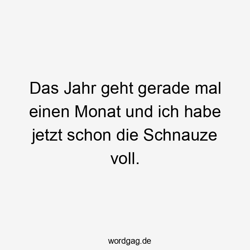 Das Jahr geht gerade mal einen Monat und ich habe jetzt schon die Schnauze voll.