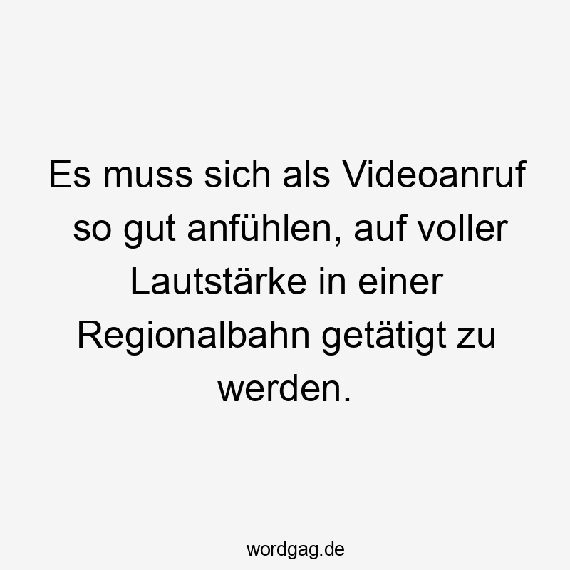 Es muss sich als Videoanruf so gut anfühlen, auf voller Lautstärke in einer Regionalbahn getätigt zu werden.