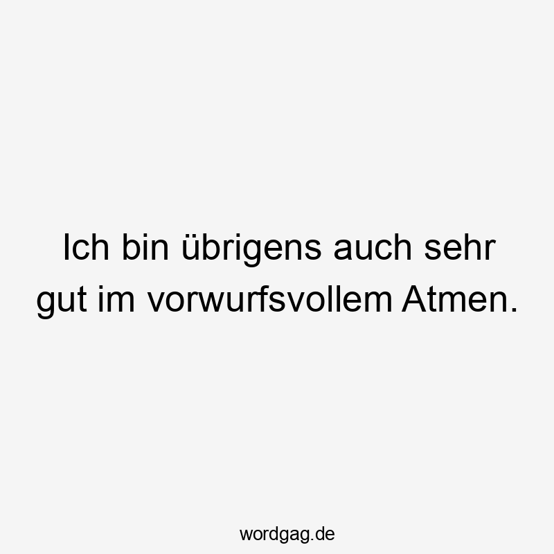 Ich bin übrigens auch sehr gut im vorwurfsvollem Atmen.